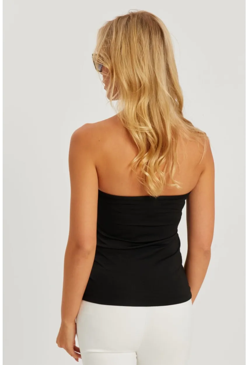 Kadın Siyah-Beyaz Straplez Bluz EY2793