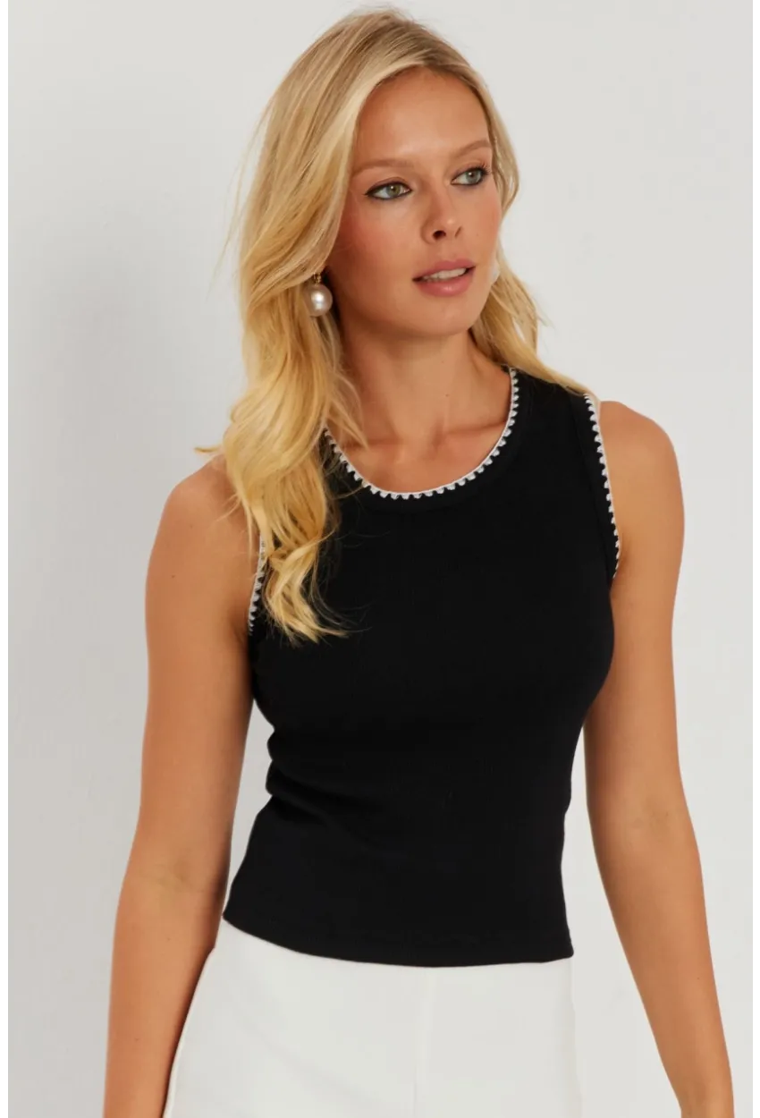 Kadın Siyah Biyeli Kaşkorse Bluz AYD318