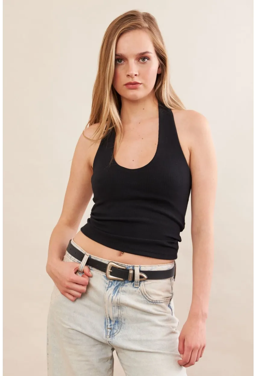 Kadın Siyah Boyun Askılı Bluz ZH171