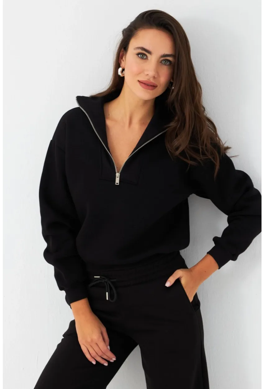 Kadın Siyah Fermuarlı Sweatshirt DY1463