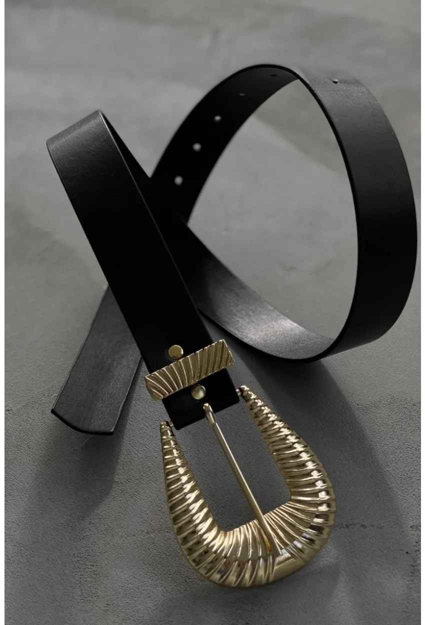 Kadın Siyah İstiridye Tokalı Kemer BE613