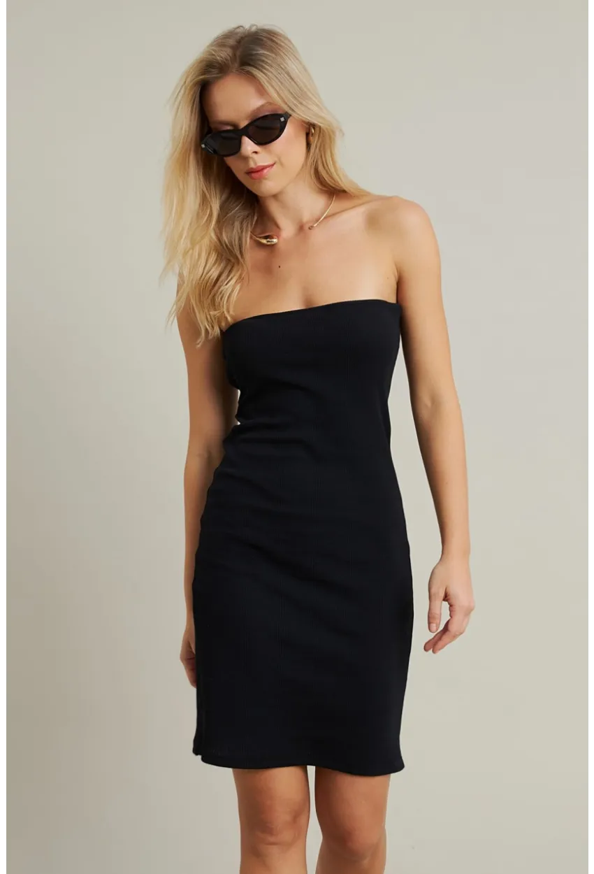 Kadın Siyah Kalp Yaka Kaşkorse Mini Elbise TF45