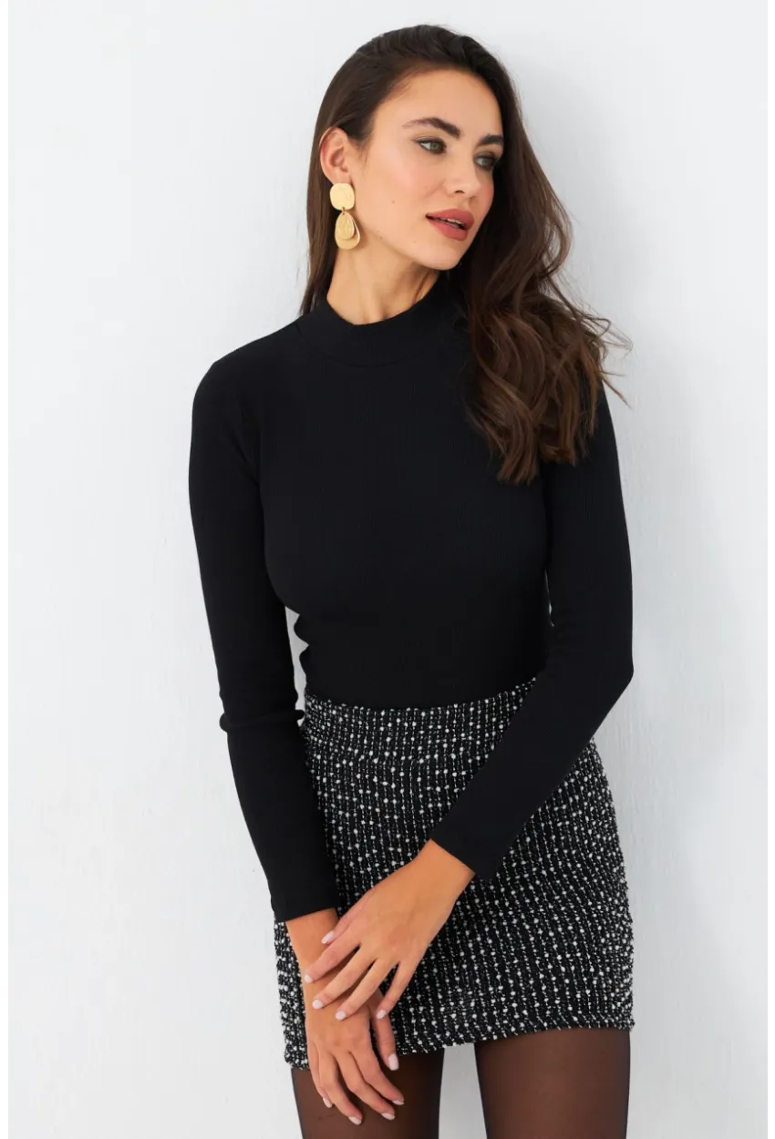 Kadın Siyah Kaşkorse Basic Bluz AYD389