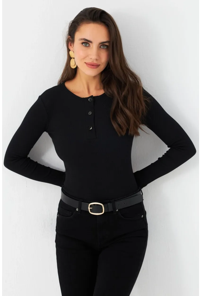 Kadın Siyah Kaşkorse Bluz EY2988