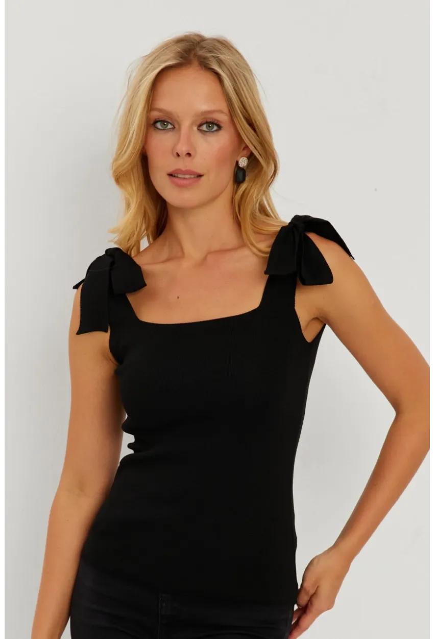 Kadın Siyah-Kırmızı İkili Triko Bluz YV271