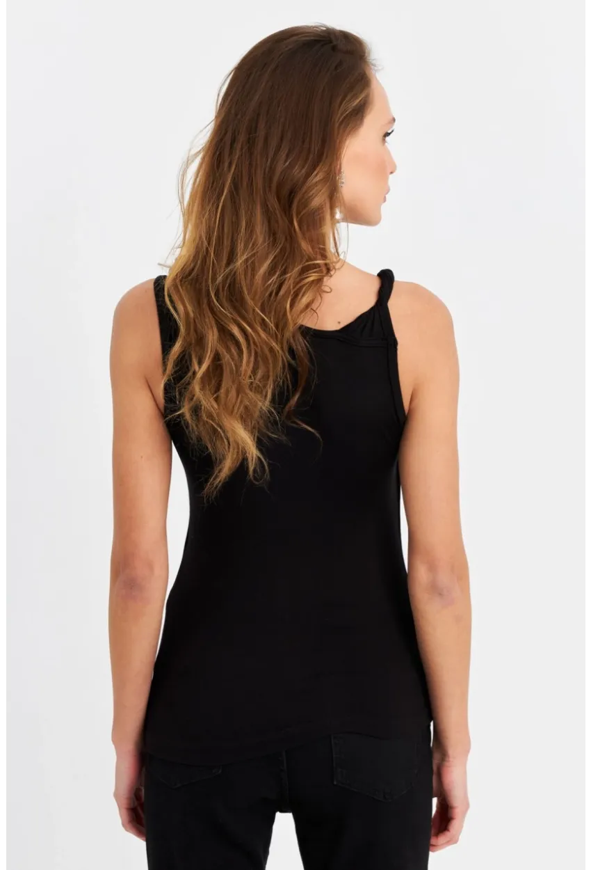 Kadın Siyah Kruvaze Bluz EY3067