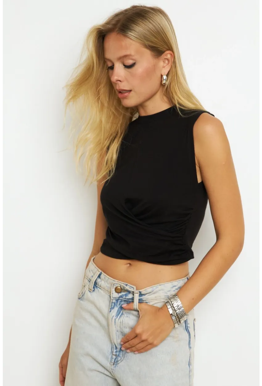 Kadın Siyah Kruvaze Bluz YZ1105