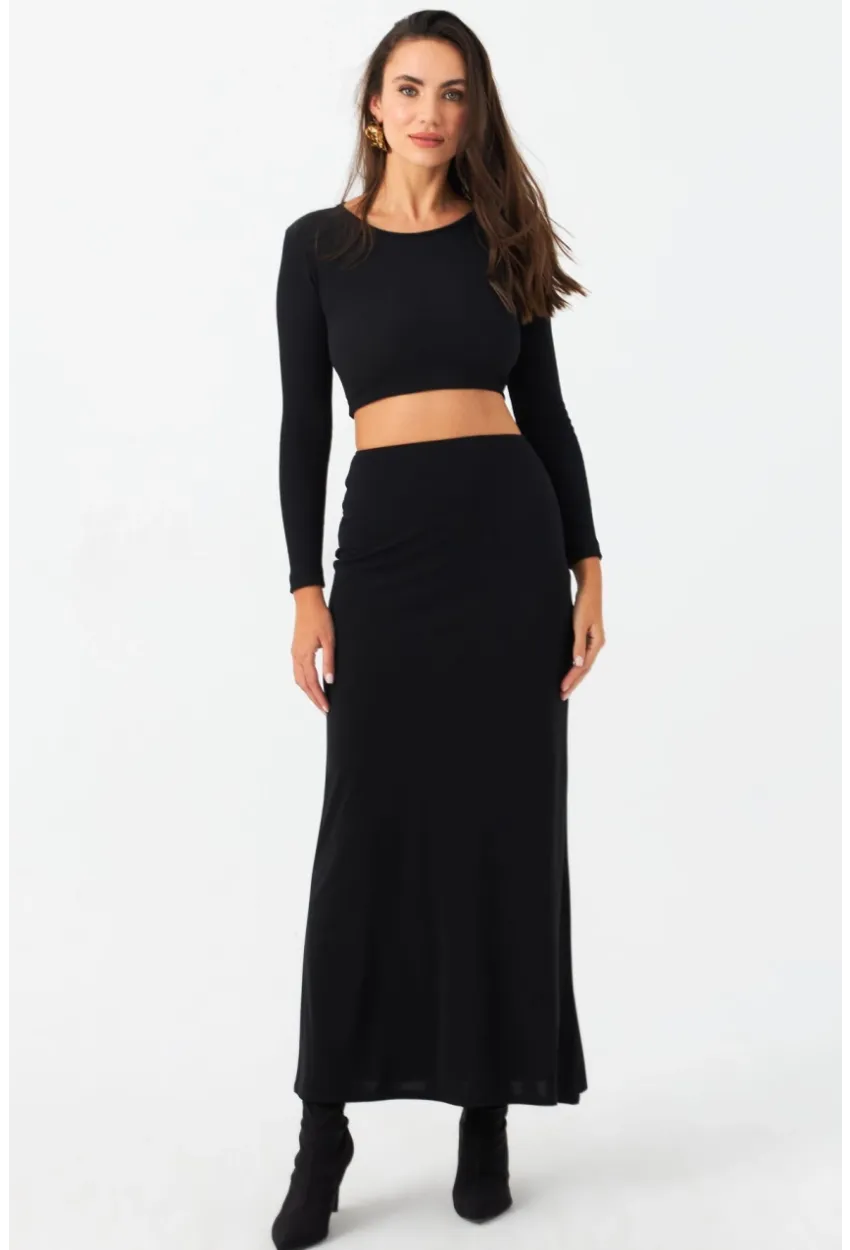 Kadın Siyah Maxi Etek RX445