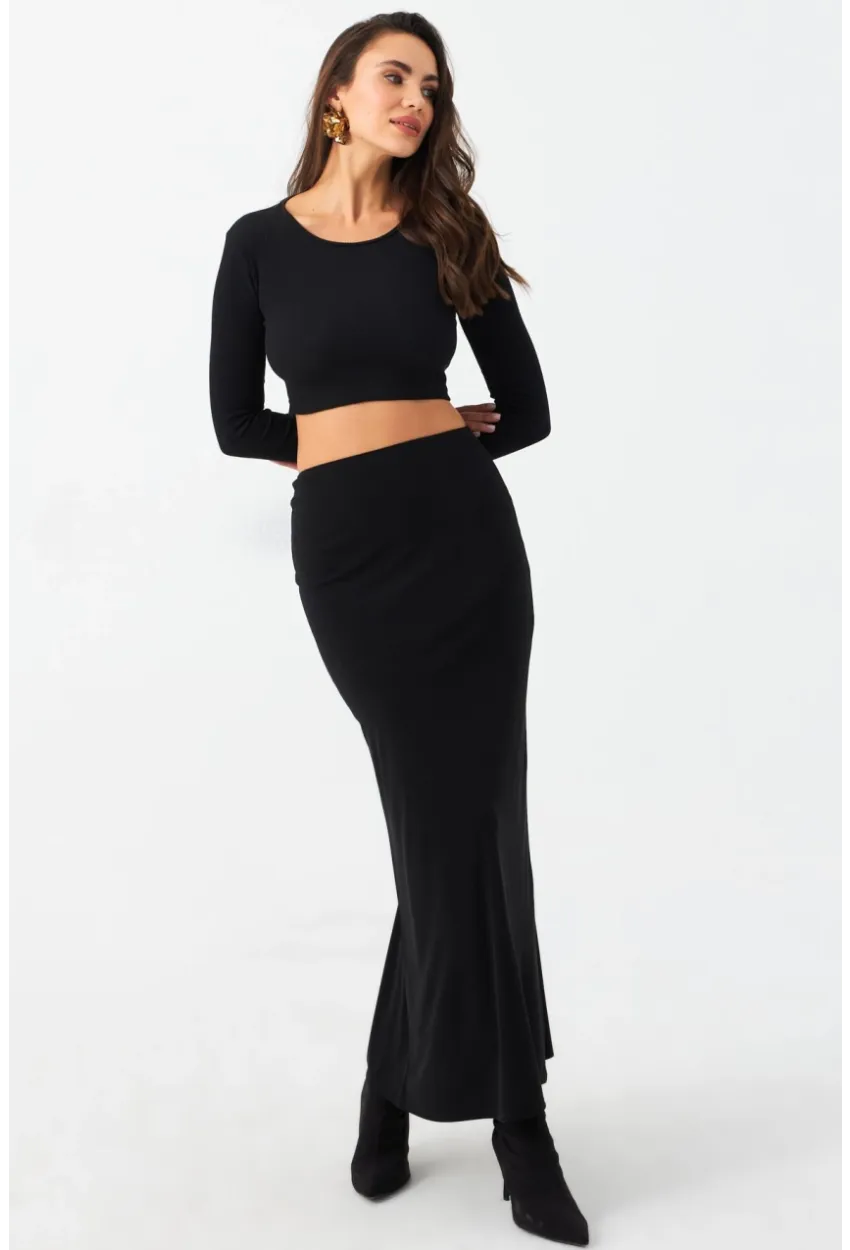 Kadın Siyah Maxi Etek RX445