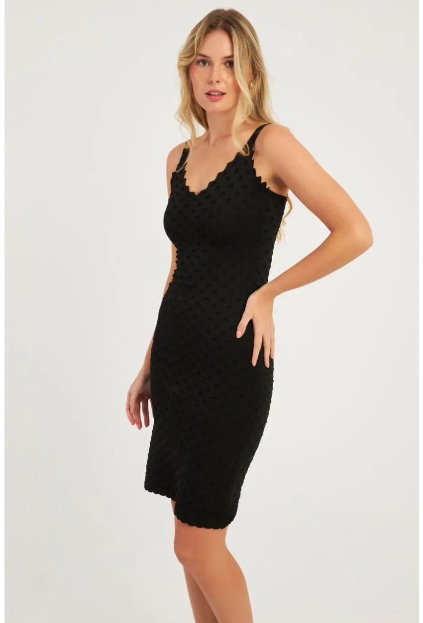 Kadın Siyah Merdiven Yaka Büzgülü Midi Elbise YZ3048