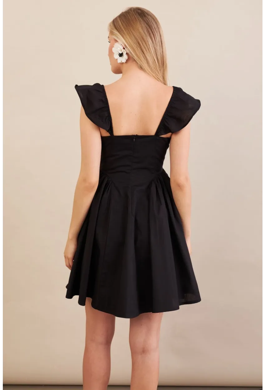 Kadın Siyah Midi Dokuma Elbise PSG1010