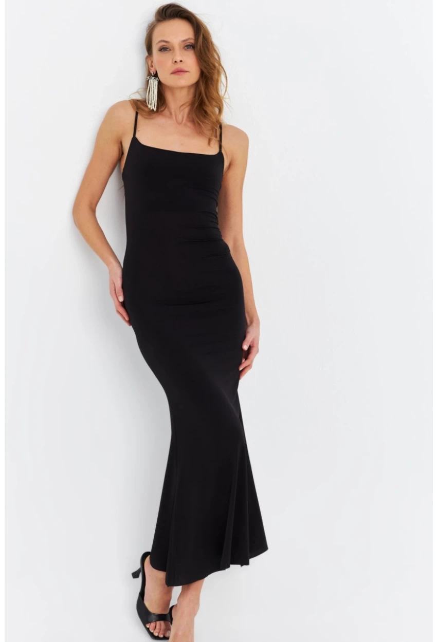Kadın Siyah Midi Elbise DMR390