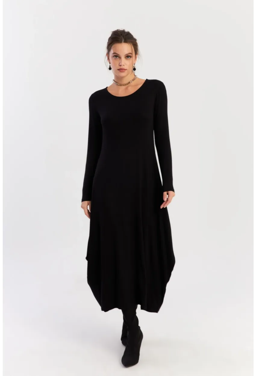 Kadın Siyah Midi Elbise LPP1272