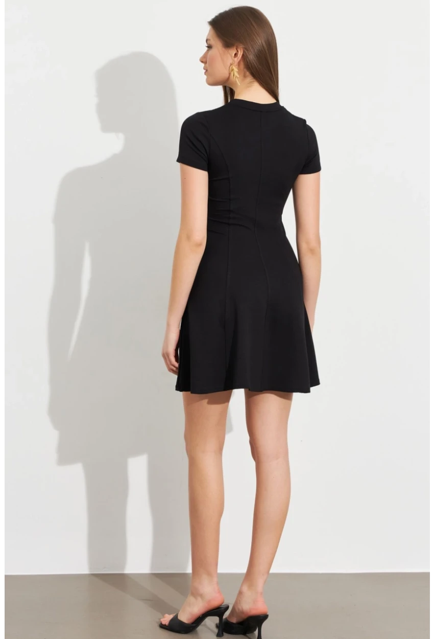 Kadın Siyah Mini Çan Elbise DMR456