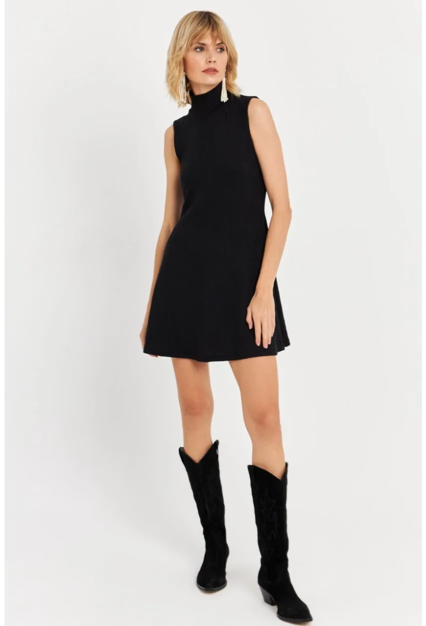 Kadın Siyah Mini Elbise TF66