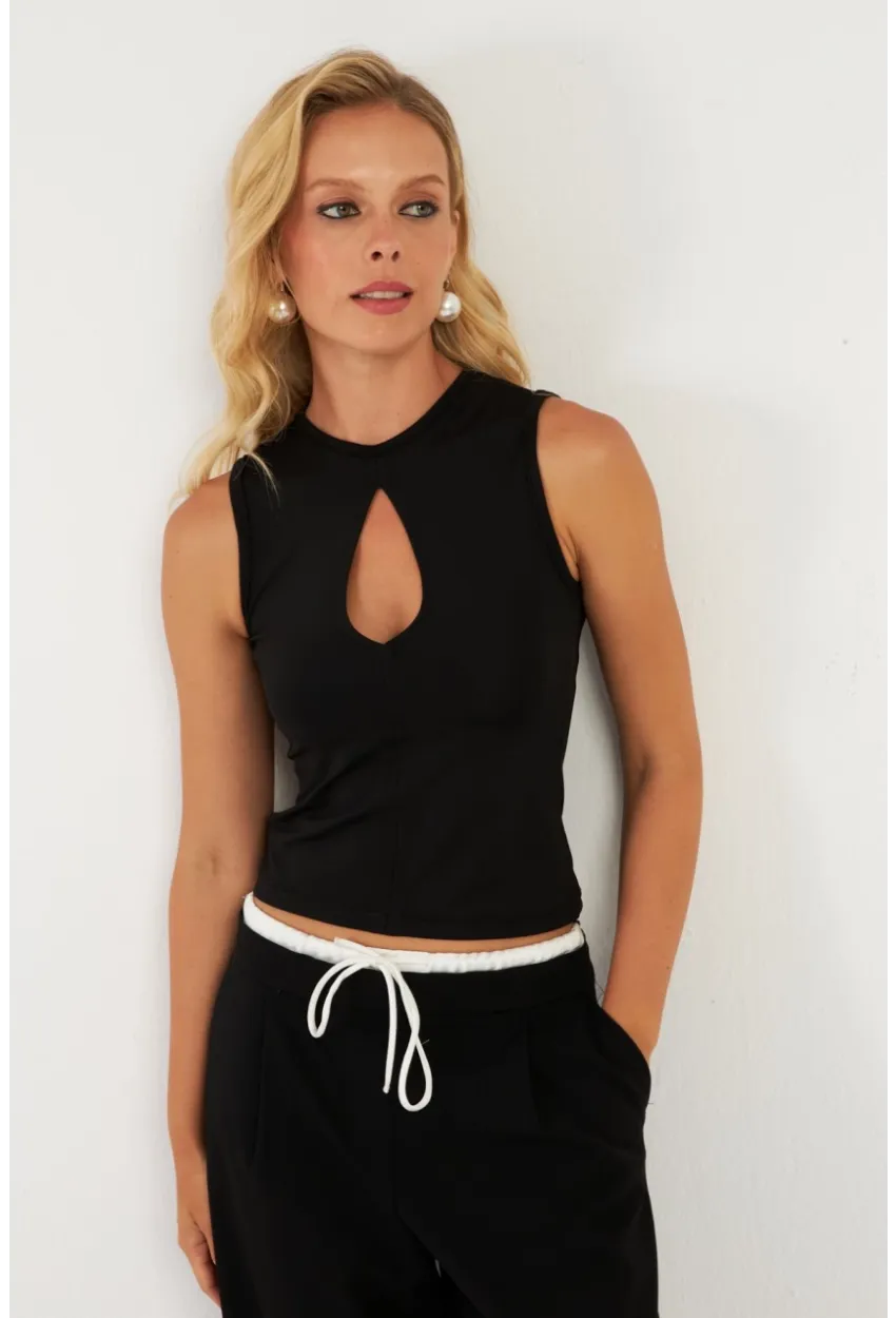 Kadın Siyah Önü Damla Bluz EY2850