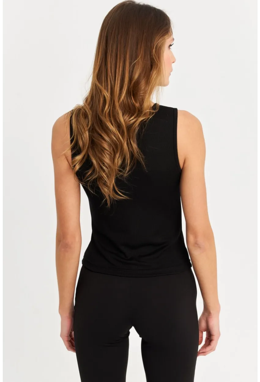 Kadın Siyah Önü Pencereli Atlet MK29