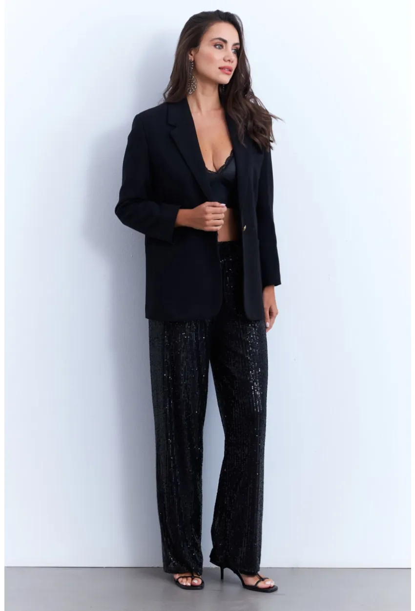 Kadın Siyah Payetli Pantolon SHR8
