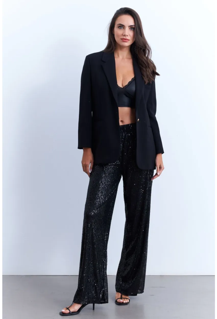 Kadın Siyah Payetli Pantolon SHR8