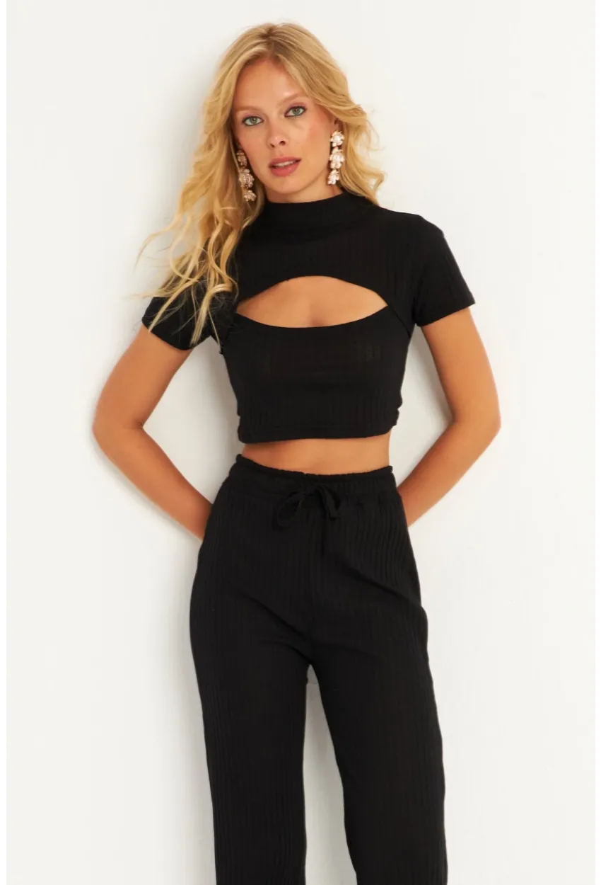 Kadın Siyah Pencereli Takım XL2017