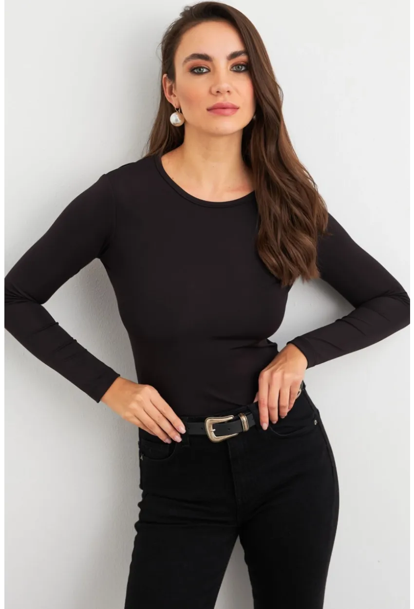 Kadın Siyah Sırt Pencereli Bluz EY3024