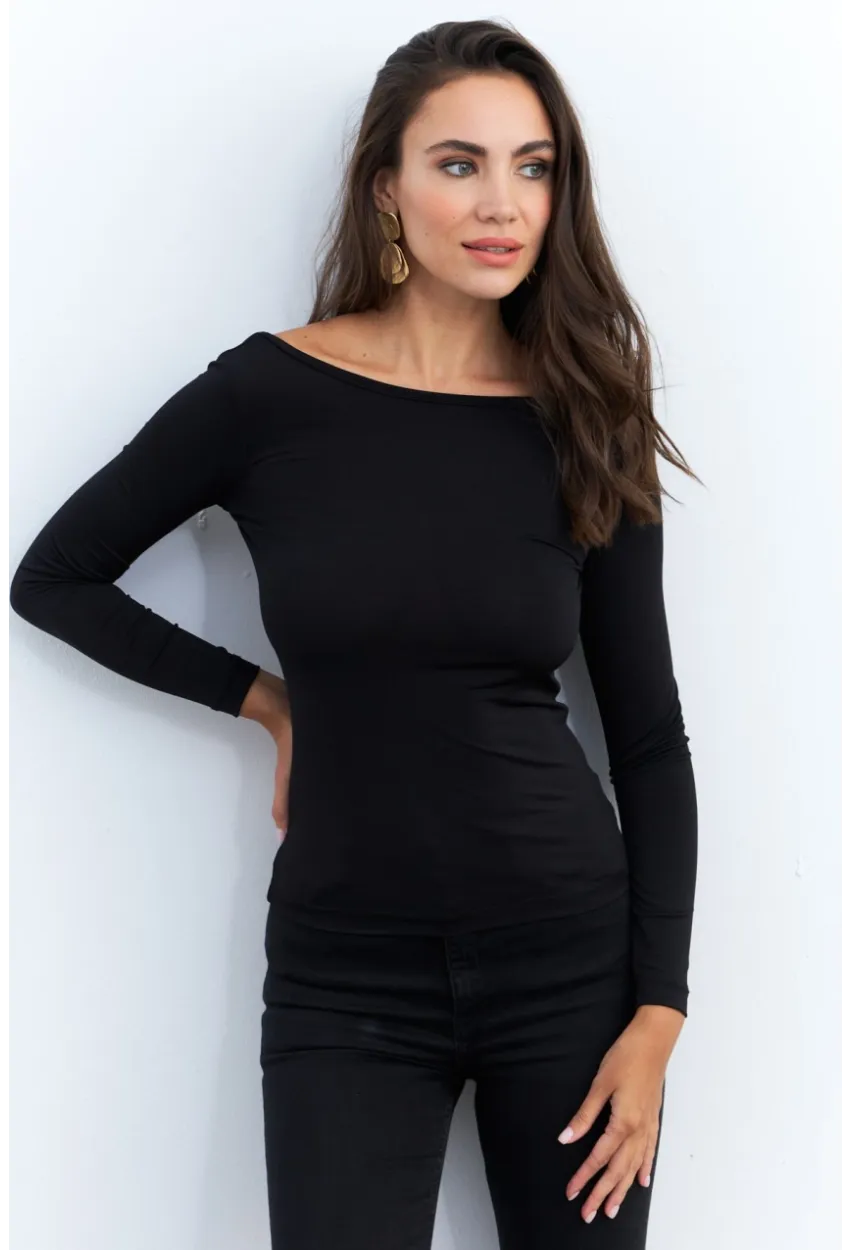 Kadın Siyah Sırtı Açık Bluz EY2942
