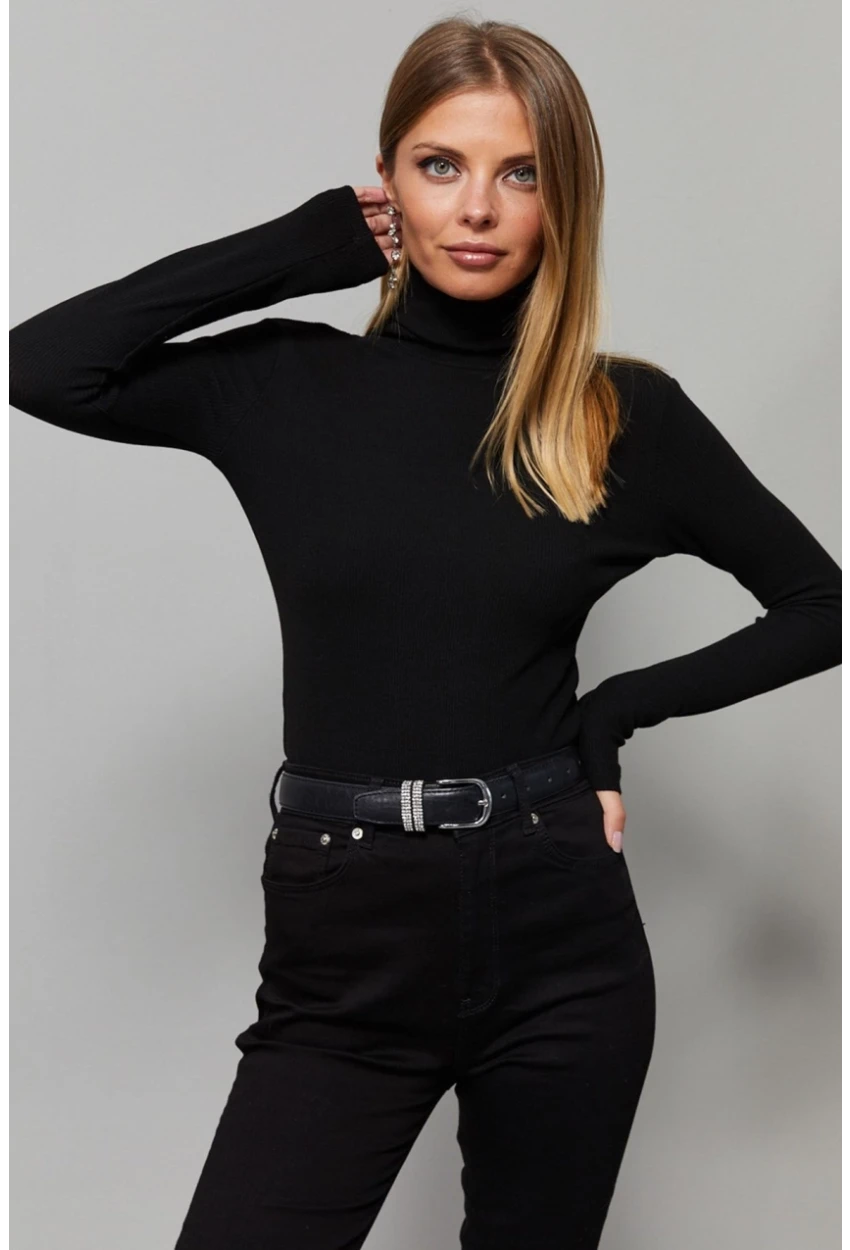 Kadın Siyah Sırtı V Balıkçı Bluz EY1106