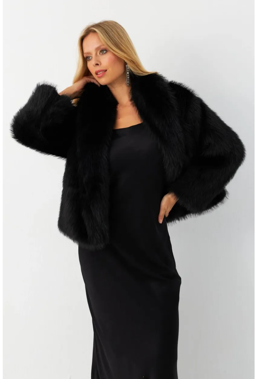 Kadın Siyah Suni Kürk ELT1227