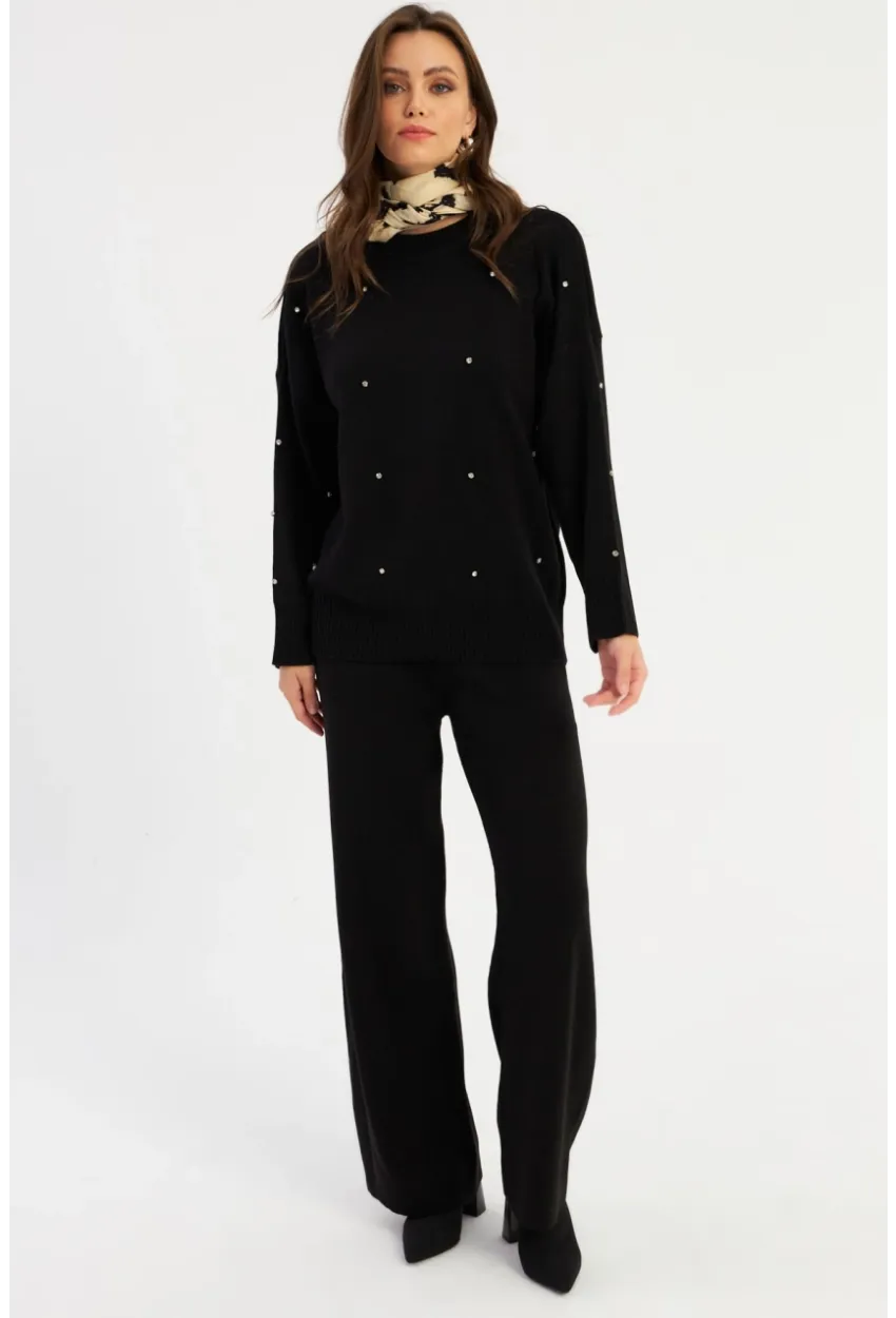 Kadın Siyah Taşlı Alt Üst Takım MYİL10