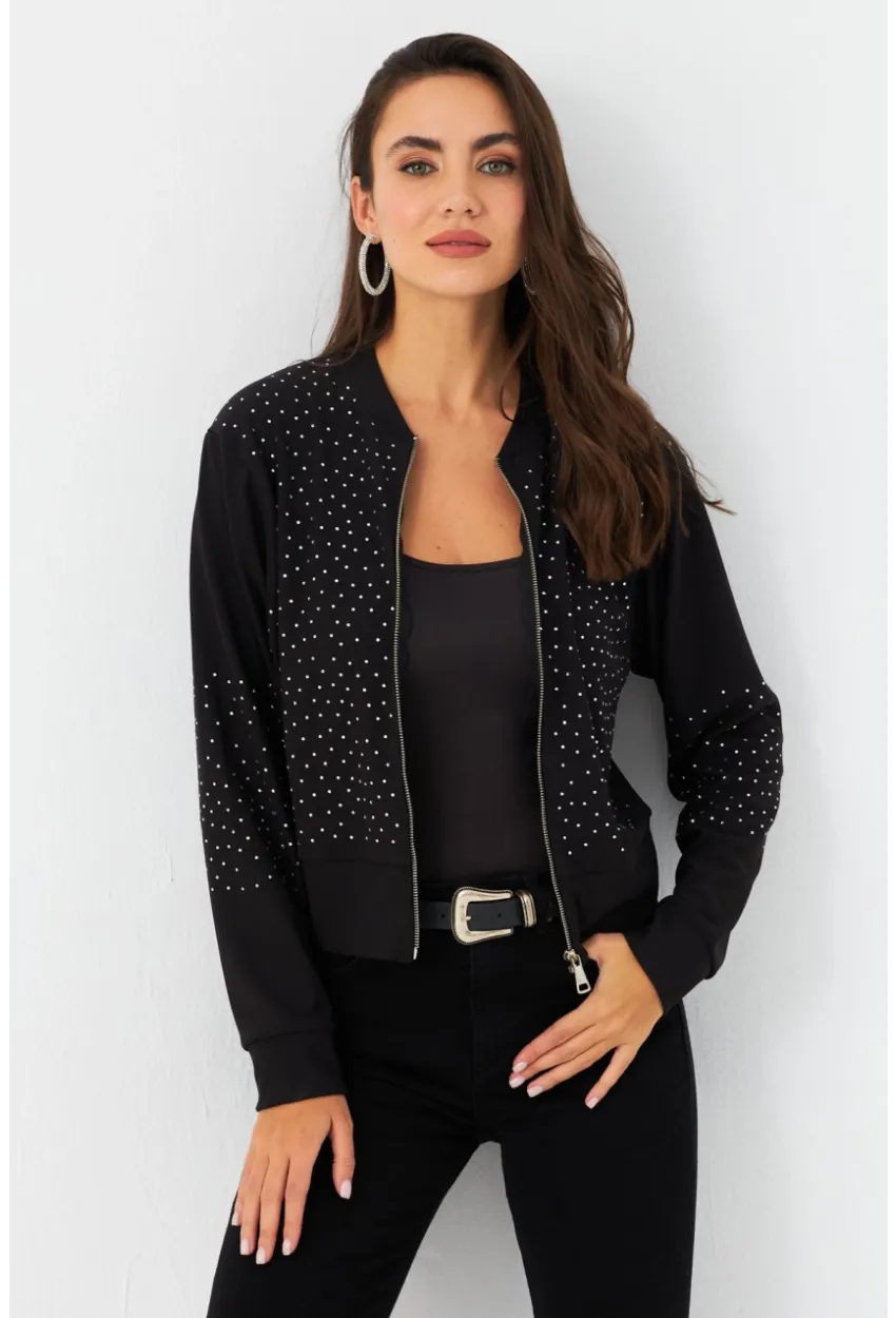 Kadın Siyah Taşlı Ceket RLO81