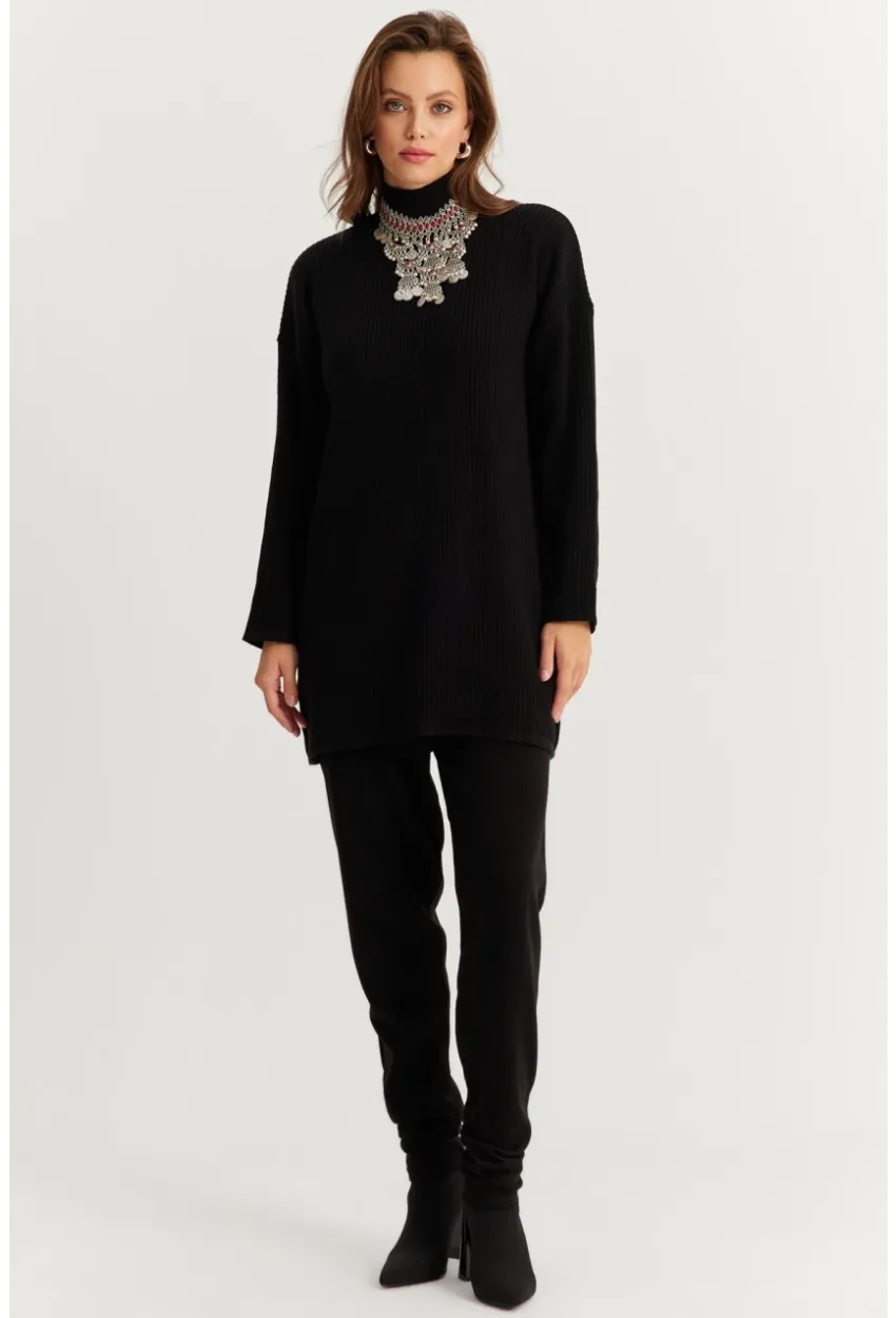 Kadın Siyah Triko Alt Üst Takım MNUV9