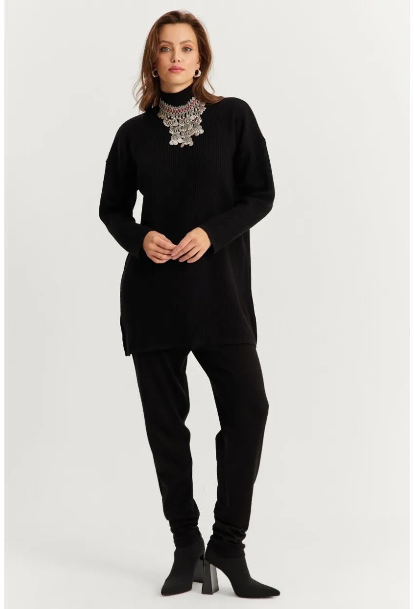 Kadın Siyah Triko Alt Üst Takım MNUV9