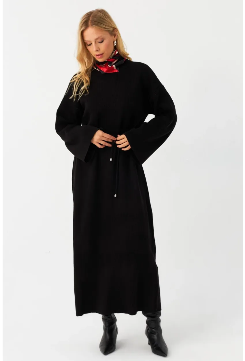 Kadın Siyah Triko Maxi Elbise MTC3367