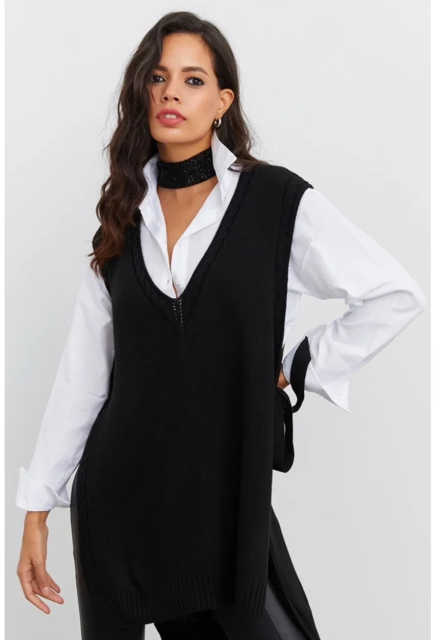 Kadın Siyah Triko Süveter MYV103