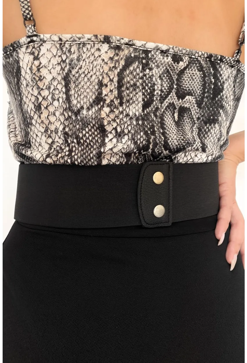 Kadın Siyah Zincirli Lastikli Kemer BE639