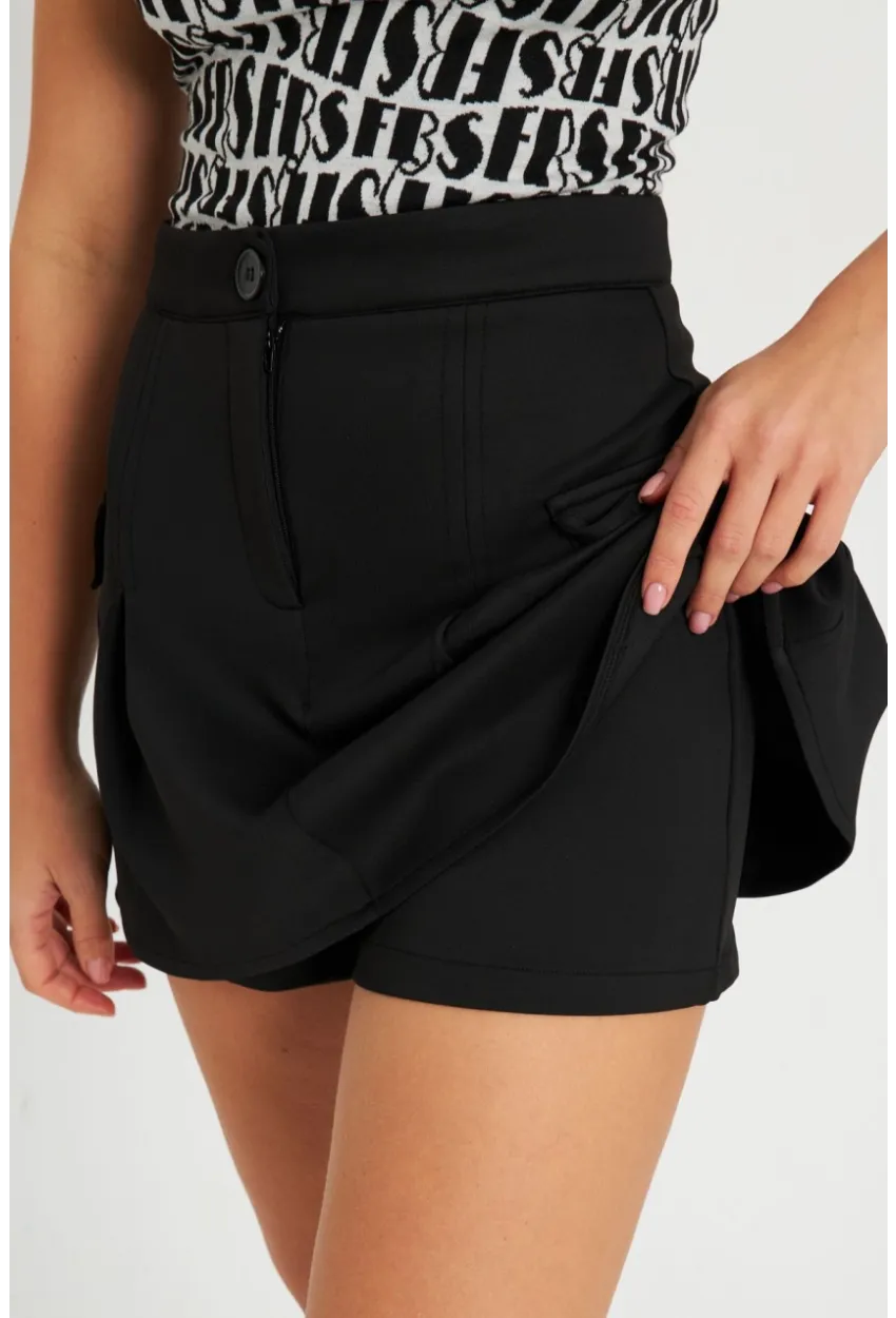 Kadın Şort Etek Siyah KED0058