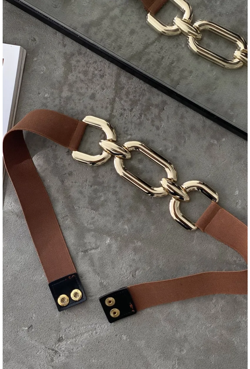 Kadın Taba Lastikli Gold Tokalı Kemer BE663