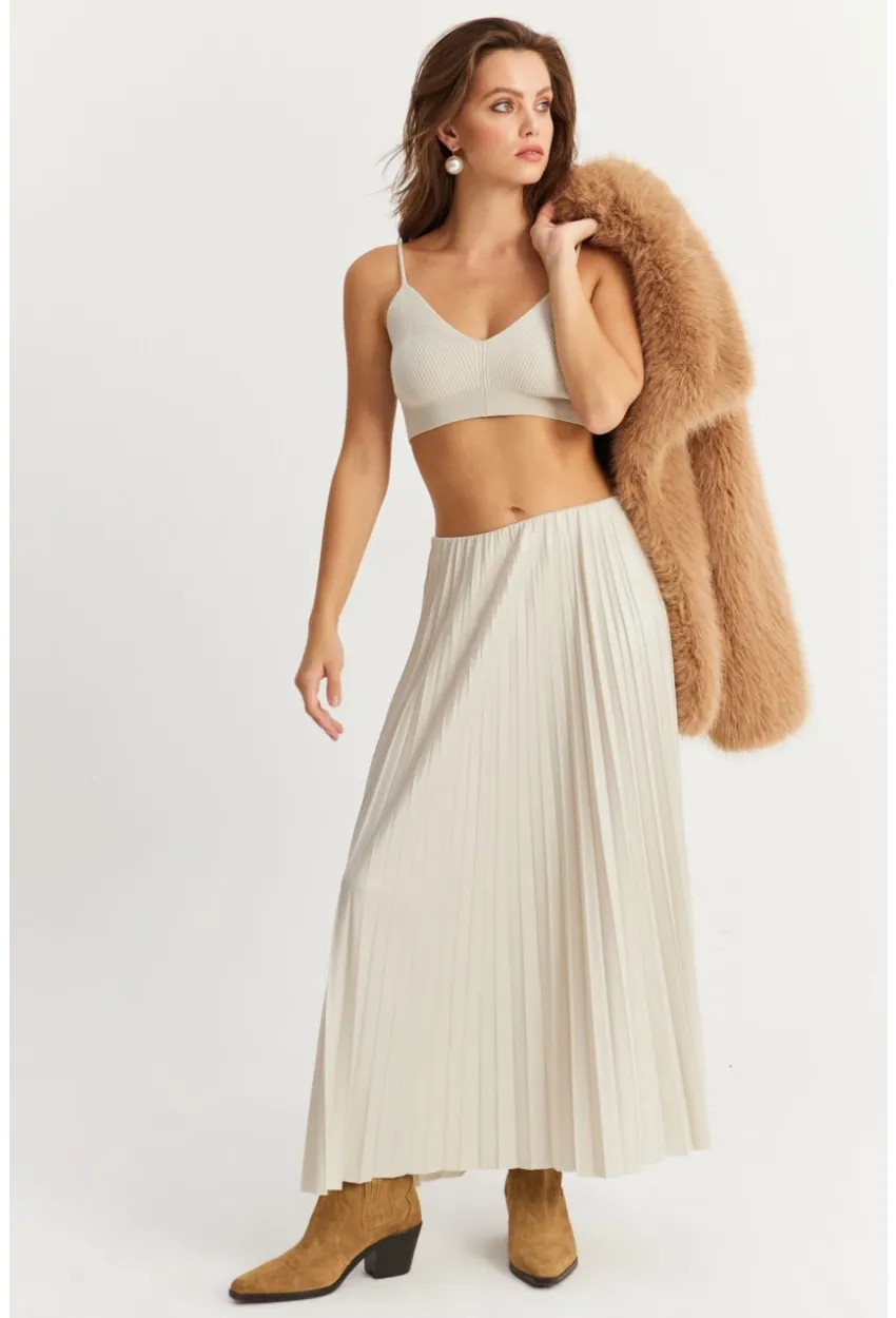 Kadın Taş Beli Lastikli Pilise Etek GÇ190