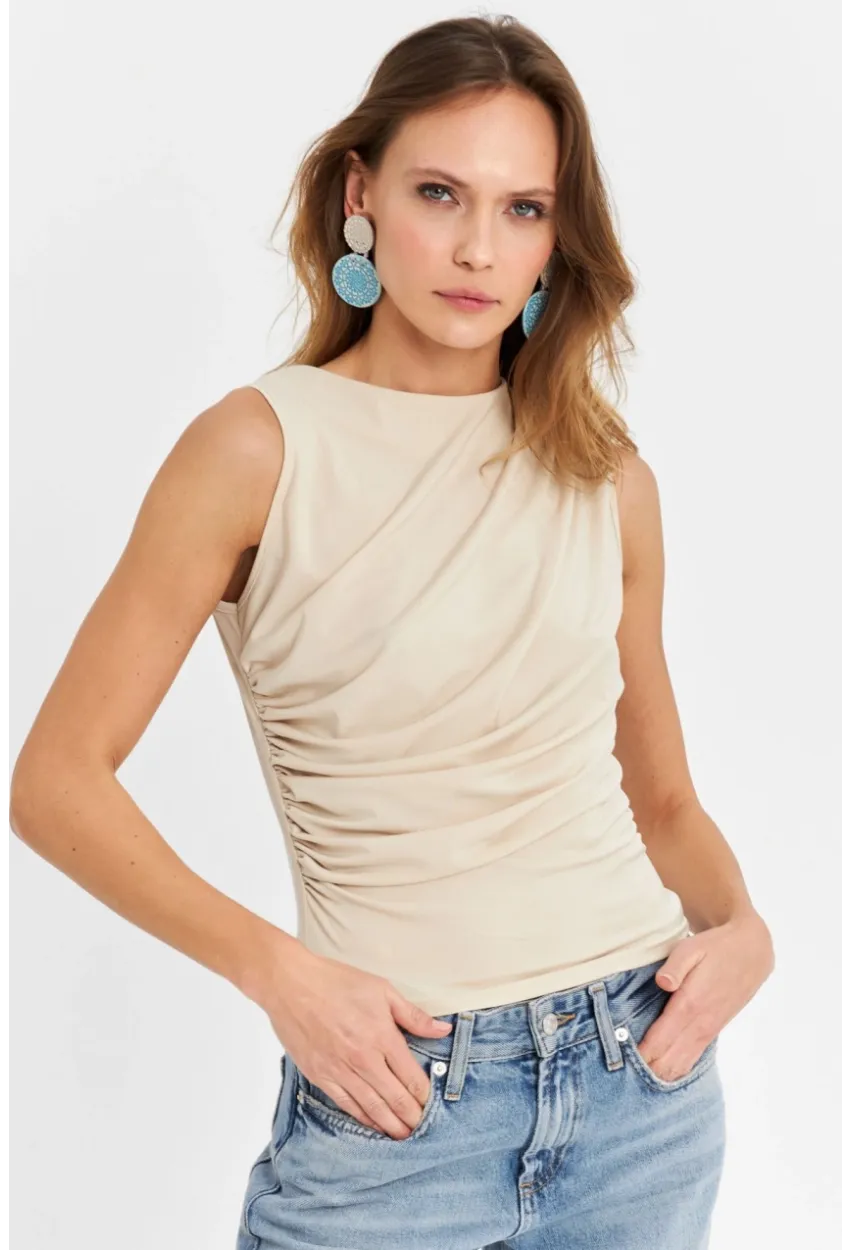 Kadın Taş Büzgülü Bluz YZ625