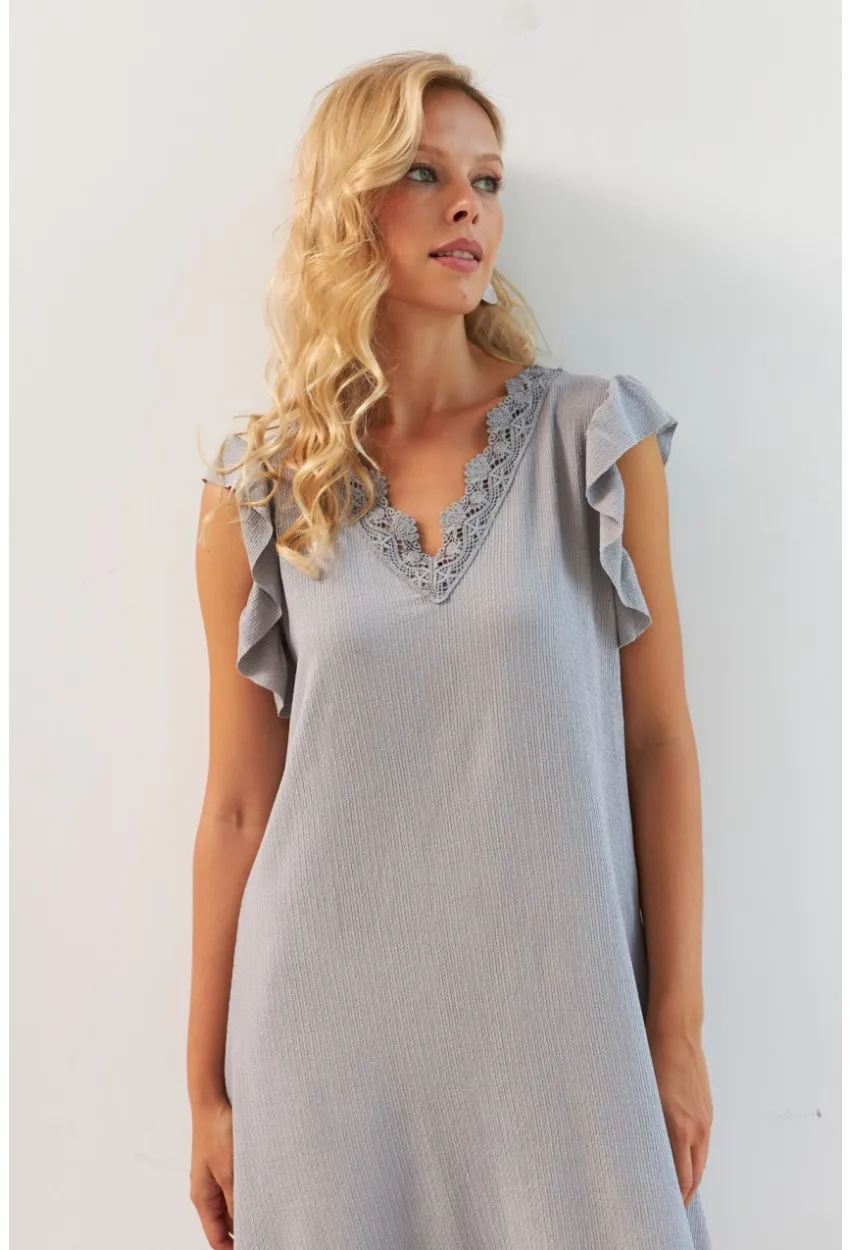 Kadın Taş Dantel Detaylı Bürümcük Mini Elbise HOL2081