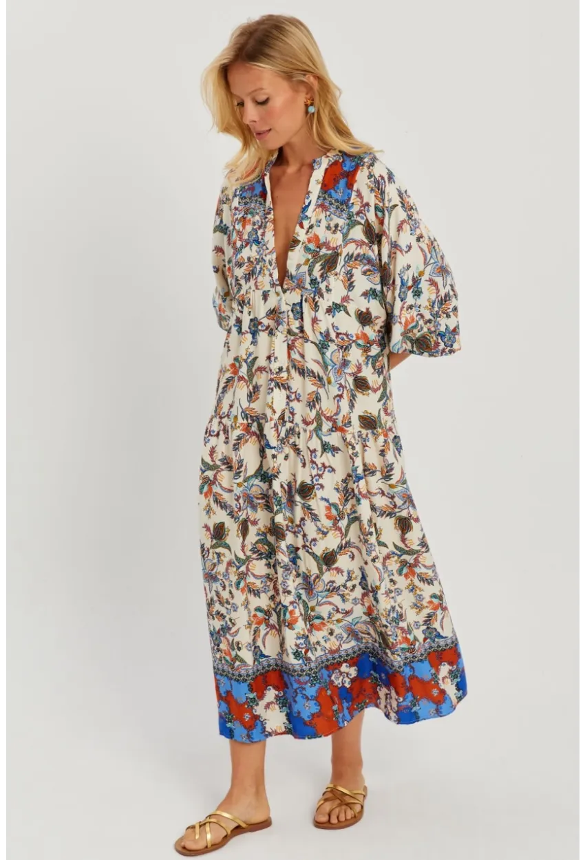 Kadın Taş Desenli Salaş Maxi Elbise GÇ166