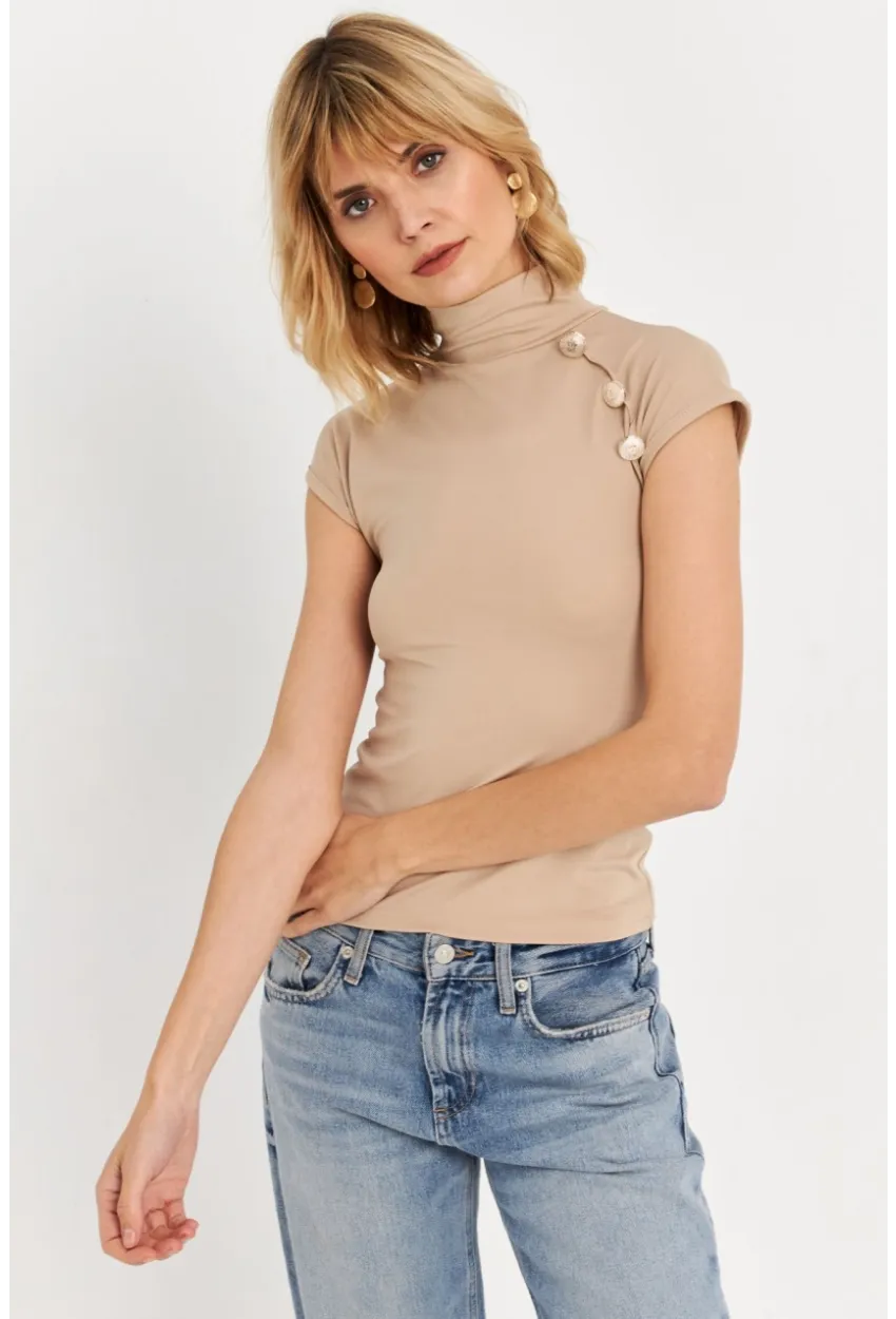 Kadın Taş Düğme Detaylı Bluz EY3027