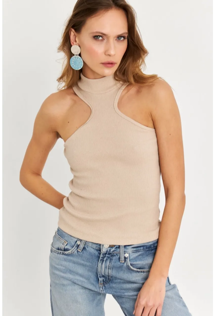 Kadın Taş Halter Yaka Kaşkorse Bluz EY1454