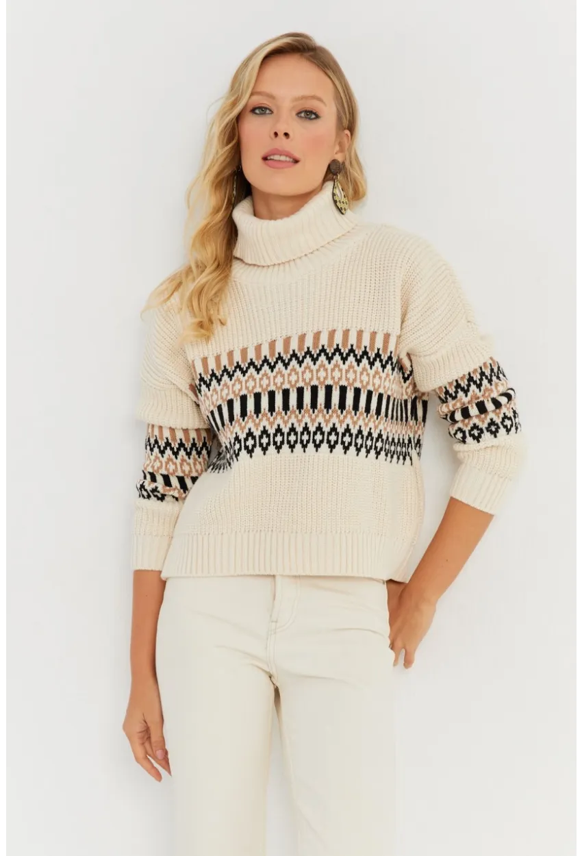 Kadın Vanilya Balıkçı Triko Kazak YZ527