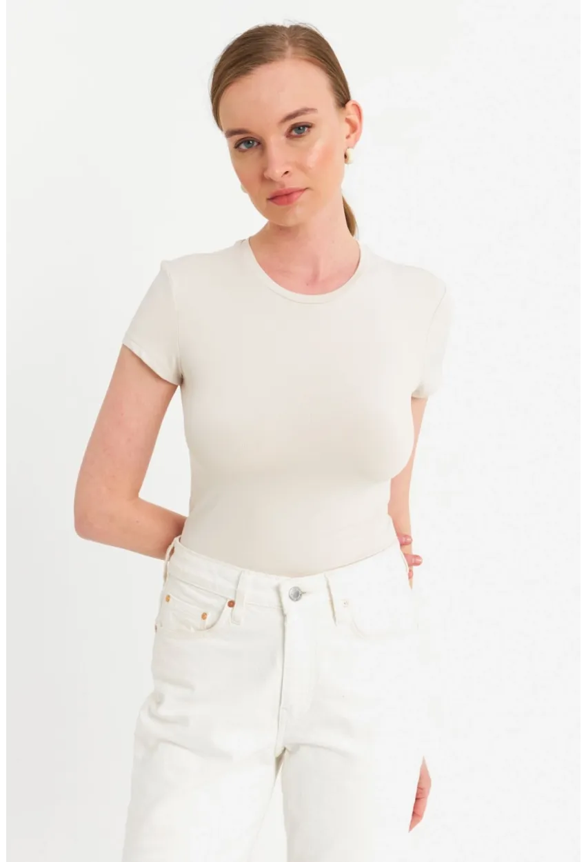 Kadın Vanilya Basic T-Shirt FLS07