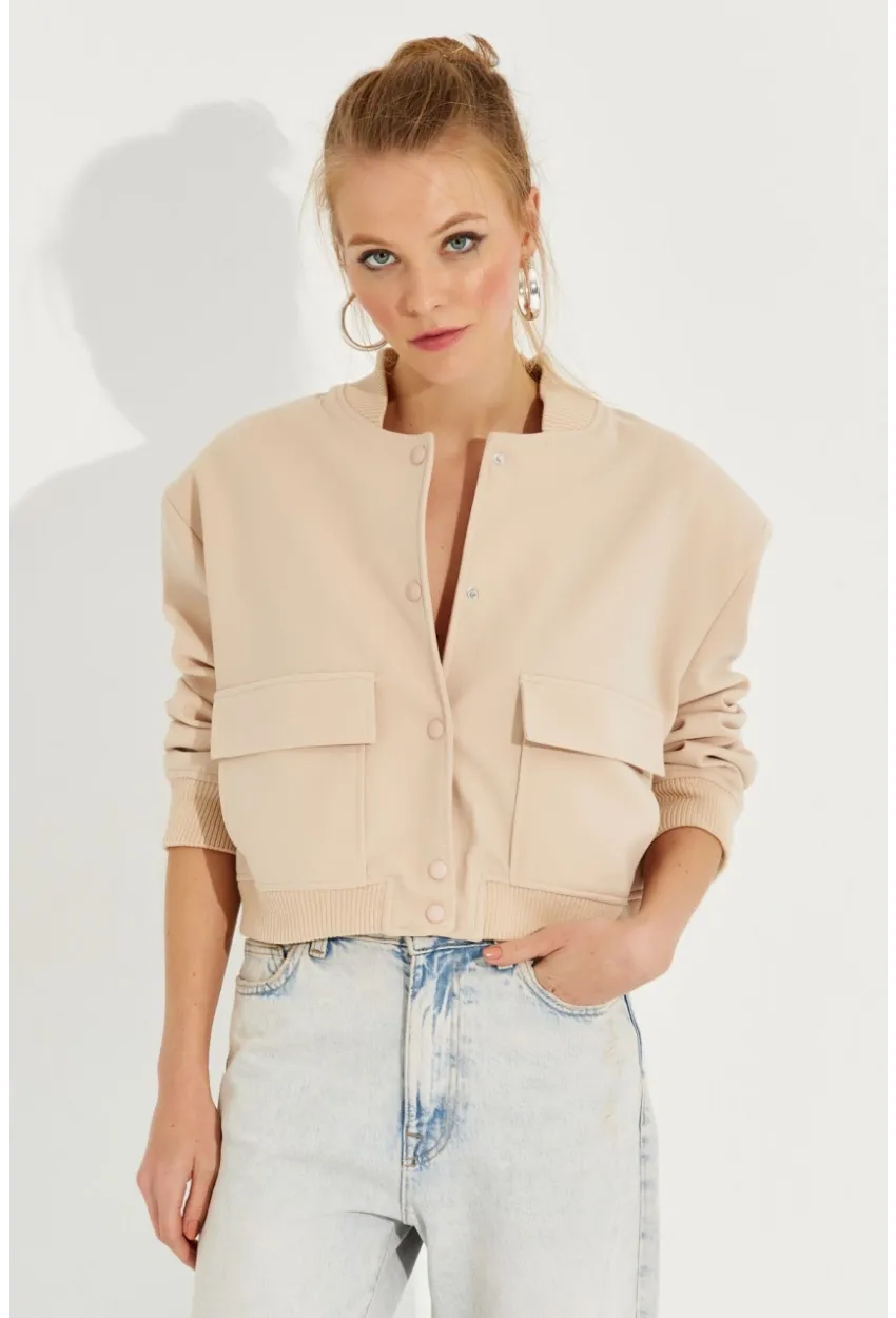 Kadın Vanilya Bomber Ceket QRS8375