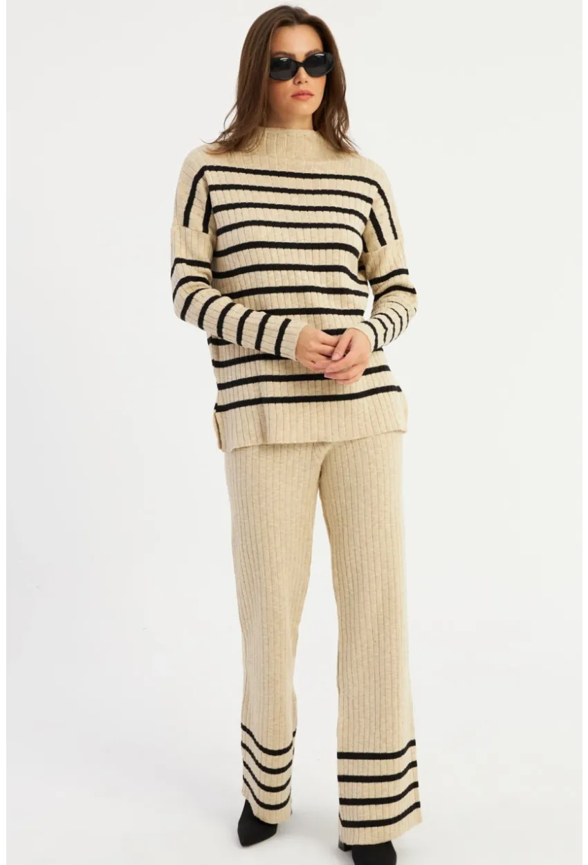 Kadın Vanilya Çizgili Alt Üst Takım MYİL11