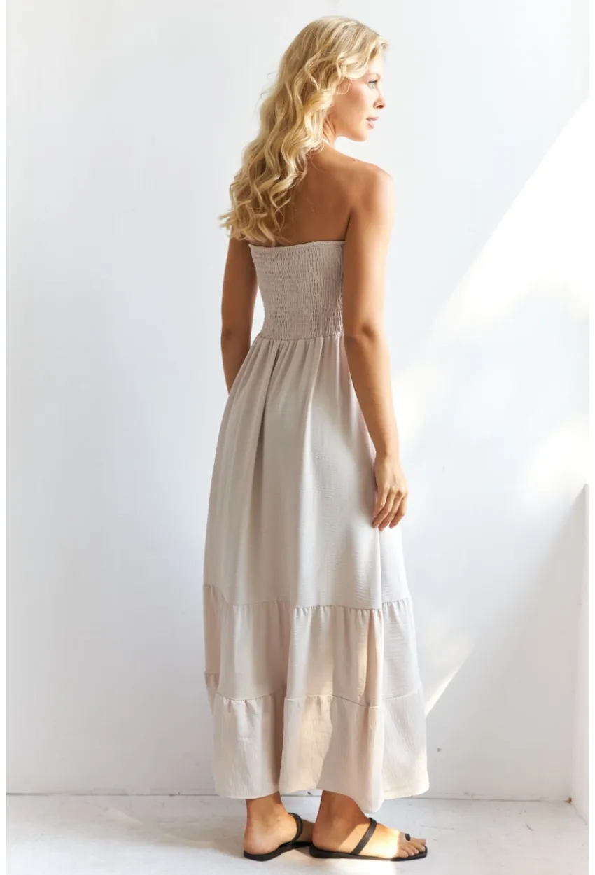 Kadın Vanilya Gipeli Midi Elbise SF12813