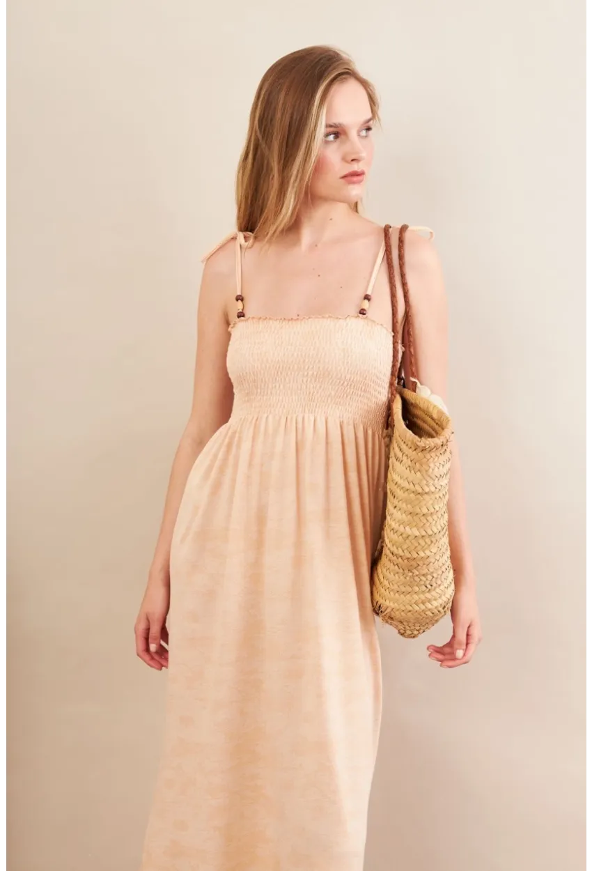 Kadın Vanilya Gipeli Midi Plaj Elbisesi OR501