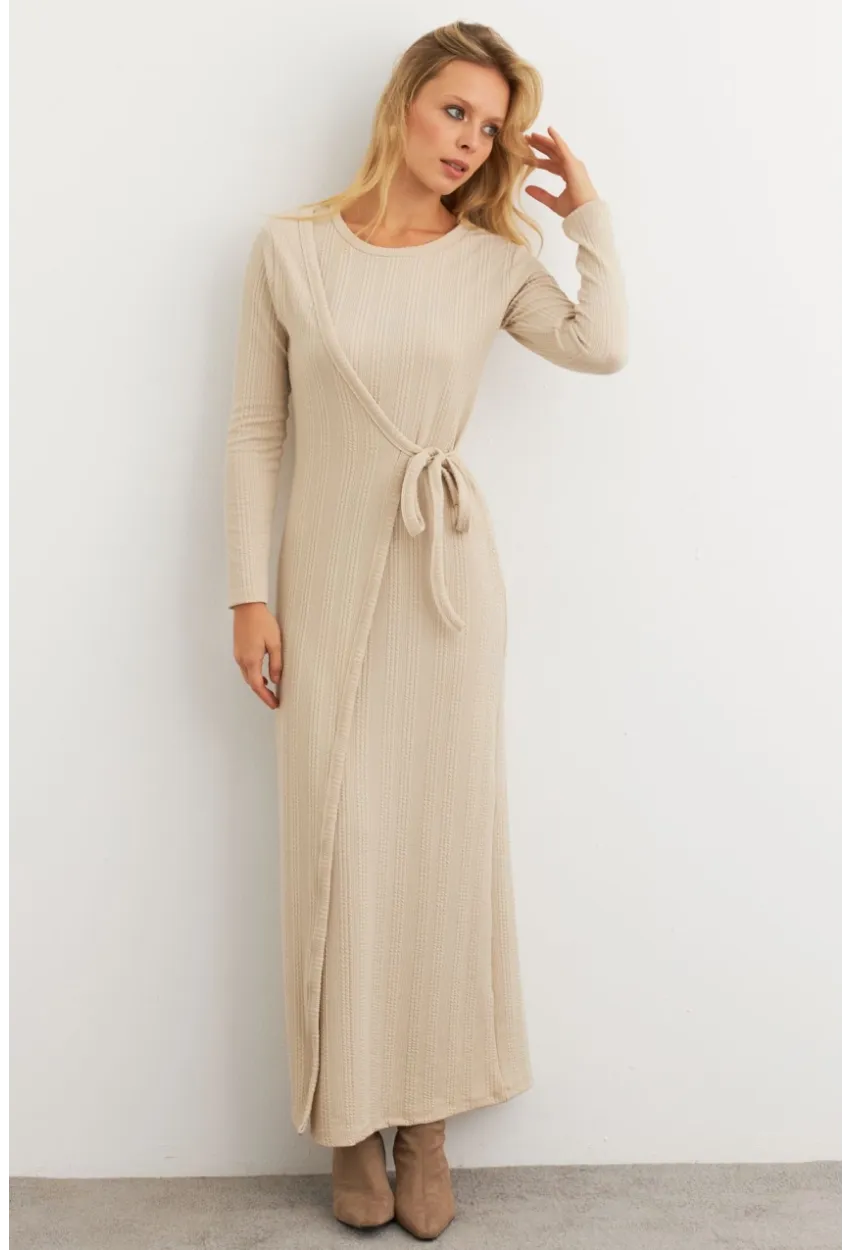 Kadın Vanilya Kruvaze Maxi Elbise MTF31